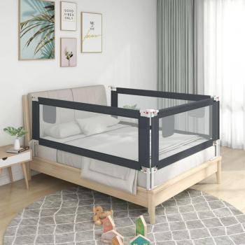 Toddler Bed Safety Rail Dark Grey 140x25 cm Fabric