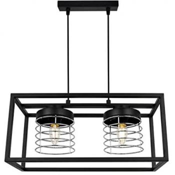 Lámpara Colgante con Jaula de Metal y Estilo Elegante