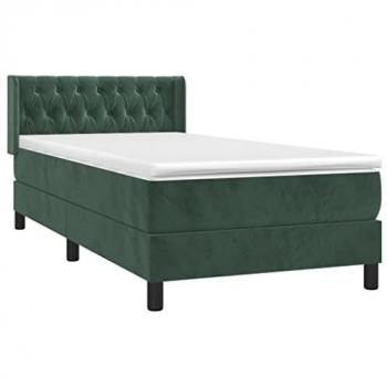 VidaXL Boxspringbett Dunkelgrün 90x190 cm mit Samtmatratze