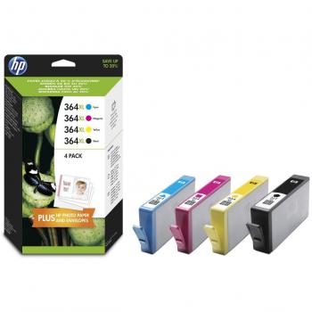 Kit HP 364 XL Encre Noir/Cyan/Magenta/Jaune pour Deskjet et Photosmart