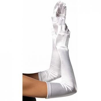 Leg Avenue 16B Einheitsgrößige weiße Satin-Handschuhe für Damen – Karnevals