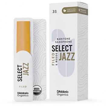 Baritone Saxophone Reeds, USDA Organic Certified, 3S Hardness – D’Addario ORSF05BSX3S (Pack of 5)