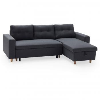Canapé Wade 3 places convertible en tissu gris chiné
