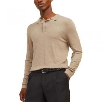Polo Knit Jack & Jones Blawilliam Manica Lunga Beige Uomo