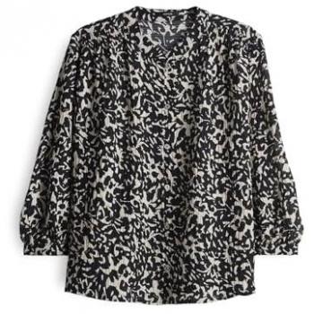 OPUS Famelia Regular Bluse mit feiner Jacquardstruktur – Schwarz, 36