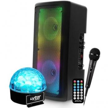 KaraokePro SRX206 – enceinte mobile 300 W, LED RGB, Bluetooth, USB/SD, micro intégré