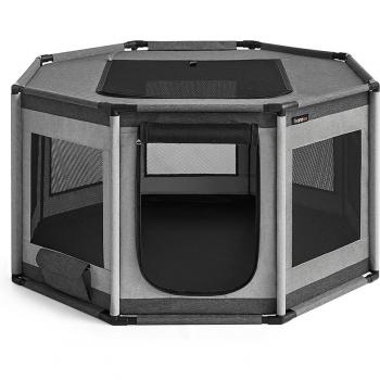 FEANDREA Tiertransportbox, M/L Welpenauslauf, robust Konstruktion mit Seitentasche
