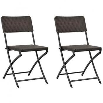 VidaXL Klappbare Gartenstühle 2 Stk. HDPE und Stahl in Braun