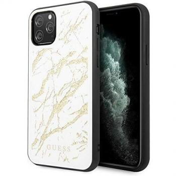 Cover Guess per iPhone 11 Pro, hard case bianca con venature dorate