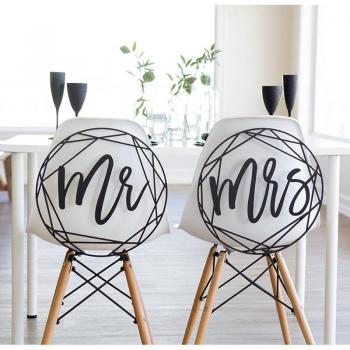 Bride and Groom Geometric Wedding Chair Signs
