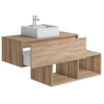 Mobile bagno sospeso 94 cm con lavabo quadrato e 1 cassetto
