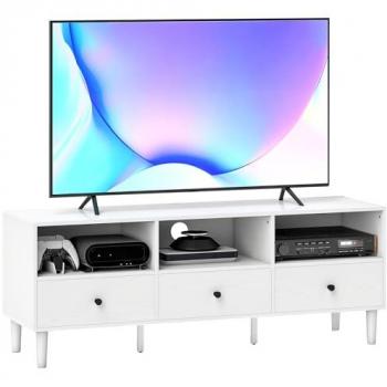 Stand de Televisión Homcom con Compartimentos Abiertos y Cable Management – 120×34×45 cm