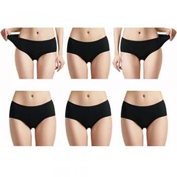 EKSHER Mutande Culotte Donna Slip Cotone Vita Media Nero 3XL