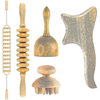 Kit Massage Wood Therapy 5-en-1 – Outil Anti‑cellulite