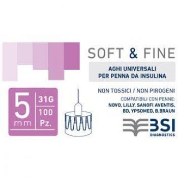 SOFT&FINE Ago per Penna da Insulina 31 Gauge 5 mm 100 Pezzi