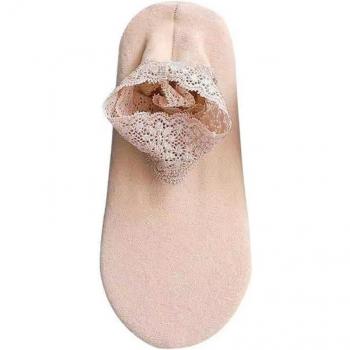 Chaussettes chaudes en coton pour femmes, automne et hiver, avec dentelle et silicone, 1 paire