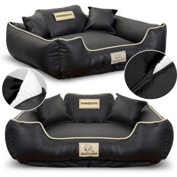 KINGDOG Luxe Hondenmand – Zwart, Afneembaar, Anti‑Slip, 75×65 cm