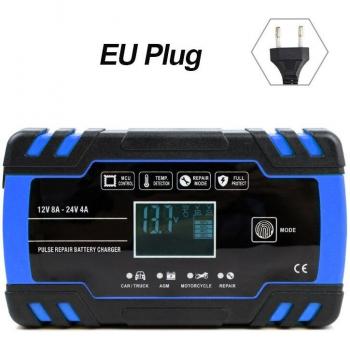 Chargeur auto‑regulation 12V/24V 8A – charge à l’acide au plomb, écran LED