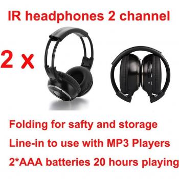 Wireless Infrared Earphones for Car Roof DVD Players