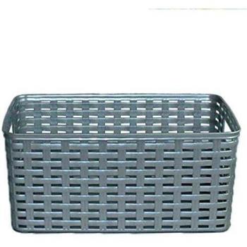 Cesta Plástica Imitación Mimbre 29x19.5 cm Plata