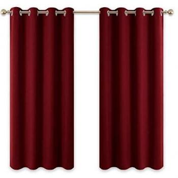PONY DANCE Red Thermal Blackout Curtain Panels