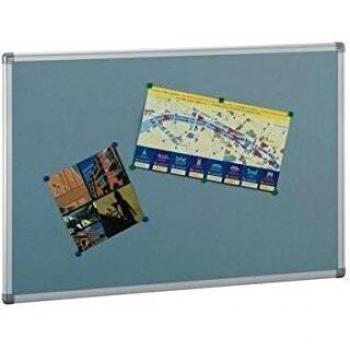 Tablero corcho tapizado en textil 60x90 cm marco aluminio azul