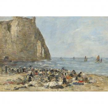 Wascherinnen am Etretat-Strand (1894) – 12‑Teile Grafika Kids-Puzzle
