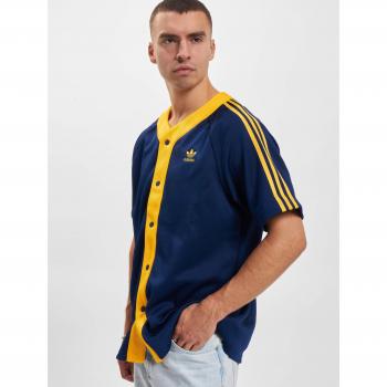 Vêtement de jeu de basket homme CL+ SS bleu nuit boutons couleur jaune