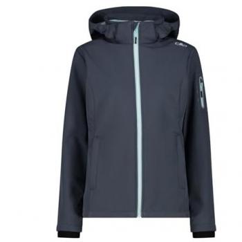 Chaqueta Softshell para Mujer CMP, Capucha y Cierre, Color Titanio-Aqua, Talla M