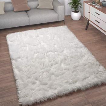 Tappeto Cuore Rotondo Pelliccia Imitazione Bianco 60 cm