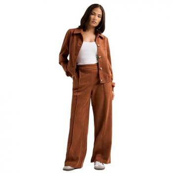 PixieGirl Women's Petite Suedette Wide‑Leg Trousers – Size 8