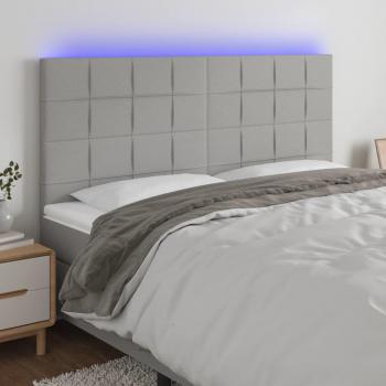 Día y Noche Cabecero con luces LED tela gris claro 180x5x118/128 cm