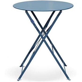 Table de Jardin Élise Pliable – Ronde Ø60 cm, Acier Thermolaqué Grisé