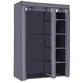 Organizador de ropa de tela, armario plegable, 175 x 110 x 45 cm, gris