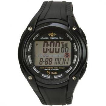 J‑Axis Herren Digital‑Watch WRC16‑BK „Sonnenflamme“, Rund, schwarzes Kunstharz