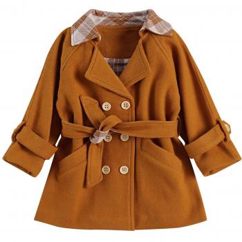 Kids' Long Sleeve Solid Color Warm Coat with Pocket for Spring, Autumn, and Winter