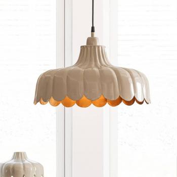 Wells lampada a sospensione, beige/oro, Ø 43 cm, metallo