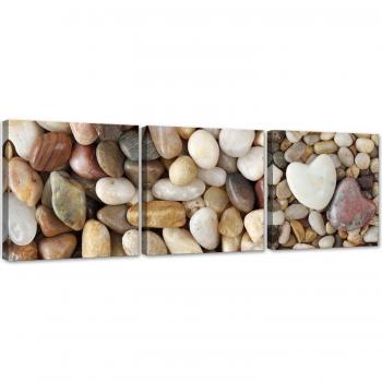 Quadri in Tela Pietre Cuore Set 90x30 Beige