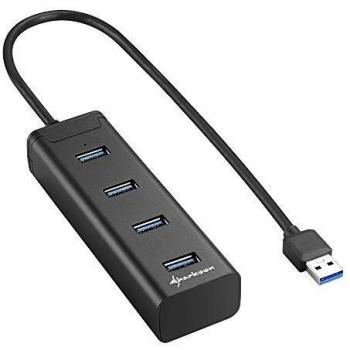 SHARKOON USB 3.0 Aluhubb med 4 portar Svart