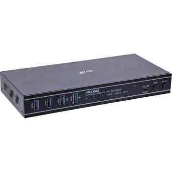 InLine® Dual‑Monitor KVM‑Switch 2‑Port – HDMI/DP, 4K60Hz, USB Hub – Schwarz