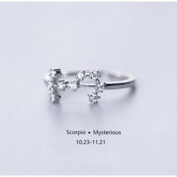 925 Sterling Silver Zodiac Rings for Women with Exquisite Shiny Zircon
