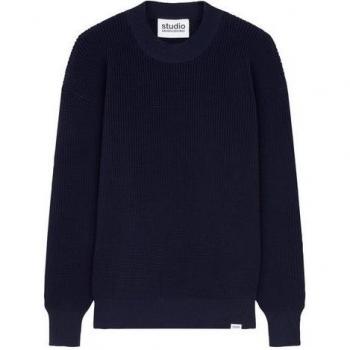 Langarm Strickpullover STUDIO SEIDENSTICKER für Herren, dunkelblau