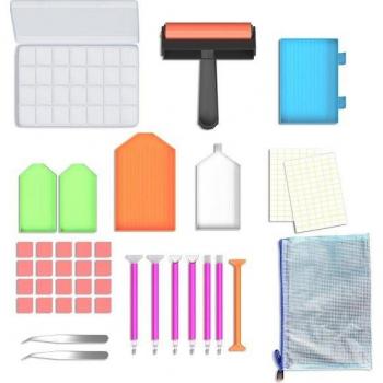 Coffret Rubye® Accès aux diamants – Étui, rouleau, stylos, cire, secoueurs, pinces