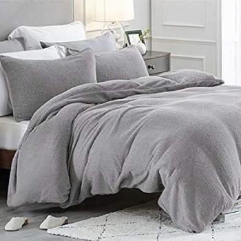 Dual Pack Teddy Fleece Bedding for Single Bed – 135×200 cm, Silver Grey