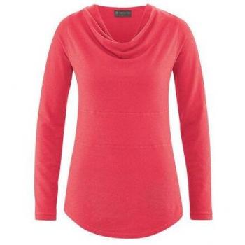 HempAge Longarm Shirt für Damen, Wasserfallkragen, Hanf-Biobaumwolle
