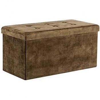 HNNHOME Bedroom Storage Ottoman Footstool Box Toy Chest with Lid (Olive, Large)