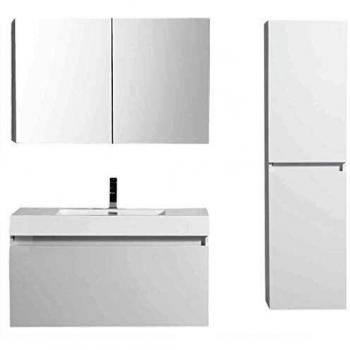 Conjunto de muebles de baño en Blanco A1000 de Bernstein con armario lateral y espejo