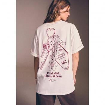 Large-Size Stradivarius Bear T‑Shirt – White, XS