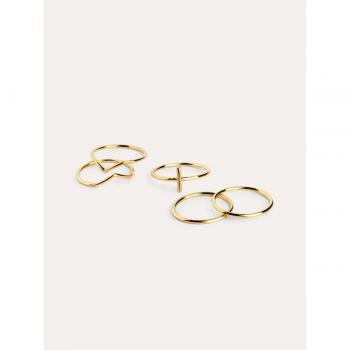 Anillos de Latón Nefertiti con Baño de Oro, Pack de 5, de Singularu