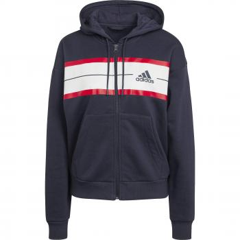 Sudadera adidas Essentials Pinstripe Block Fleece para mujer, color azul marino, blanco y rojo, talla XS